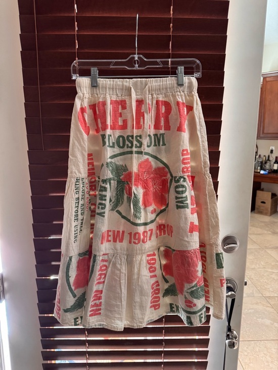Vintage Sack Dresses & Skirts - Vintage sack Cherry blossom draw string skirt NWOT